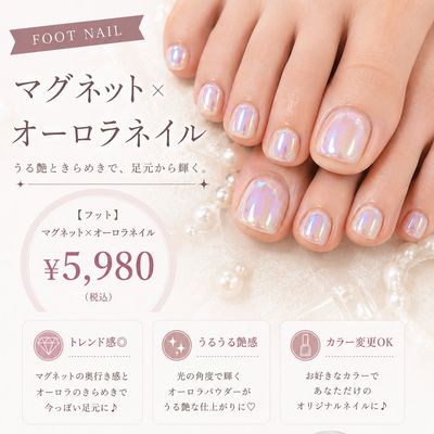 【新規オフ無料】マグネットオーロラフットネイル