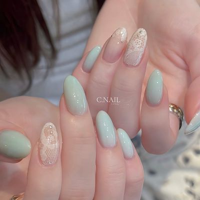 New  SNS人気デザイン*ワンカラーネイル✕
レースネイル4本7800