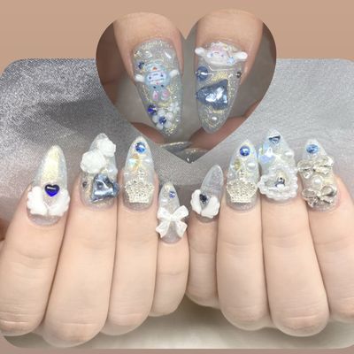 💕ネイルチップ１０本長さだし💕コテコテ120分つけ放題＋シンプルデザイン