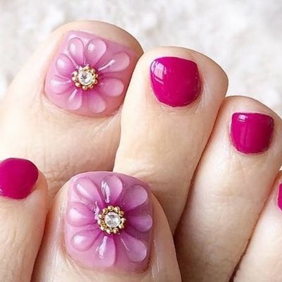 フット🦶ぷっくり花🌼フラワーネイル