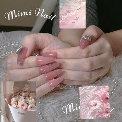 🎀 韓国風♡ちゅるんワンカラー/ラメ+長さだし＋2本パーツ付け放題