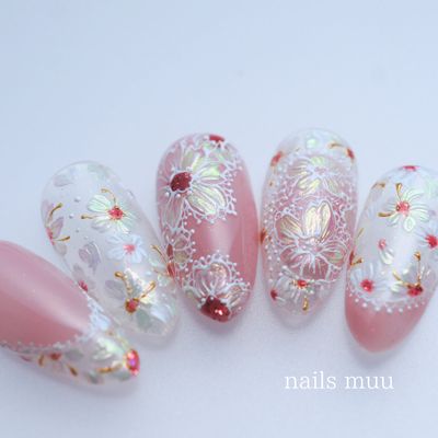【絹桜】手描きフラワーレース
