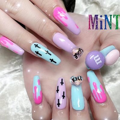 【GEL-Xチップ長さ出し】画像持込み付け放題120分コース🦋手書きアート4本
