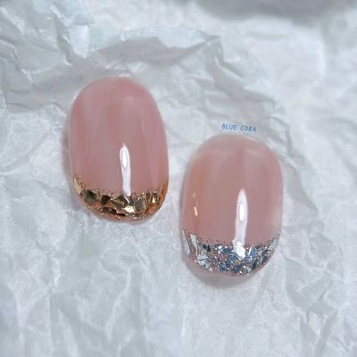 💎爪先華やか🪞★HAND🪩ガラスフレンチ✨ベースカラー付け