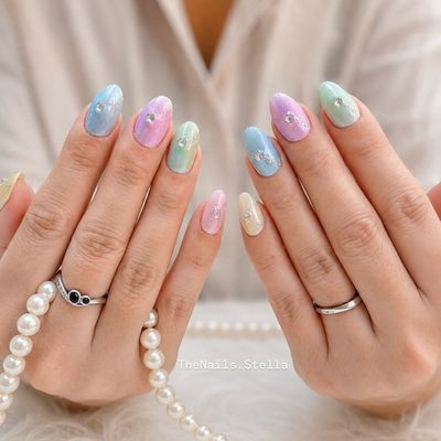 嵐の色🩵💛🩷💚🩵自爪ワンカラー5色まで持ち込みデザインOK。オフ別料金です。