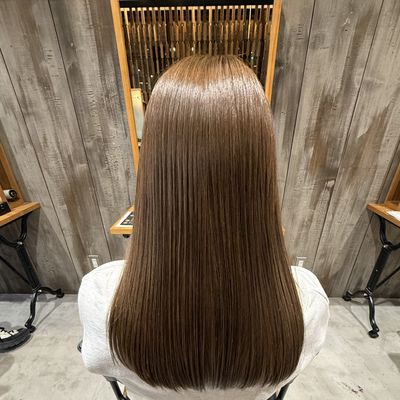 【最安】酸性ストレート+髪質改善カラー＋小顔カット✂️+保湿トリートメント