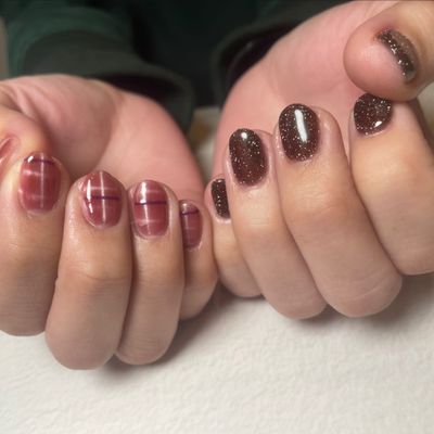マグネット🧲ツィード風&Flashネイル