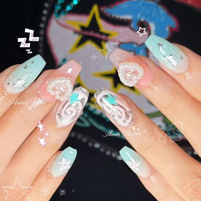 チップ長さ出し+アート10指🉑