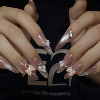 【Hand】チップ長さだし10本アート、パーツ付け放題