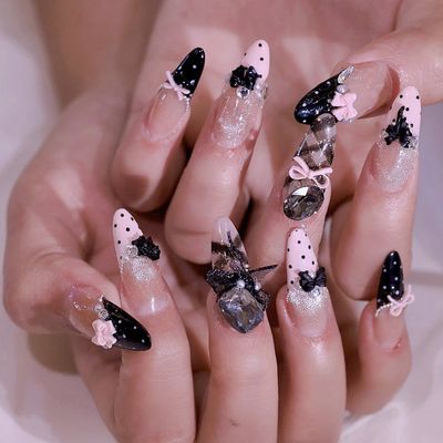 ネイルチップ10本長さ出し+ワンカラー+パーツつけ放題