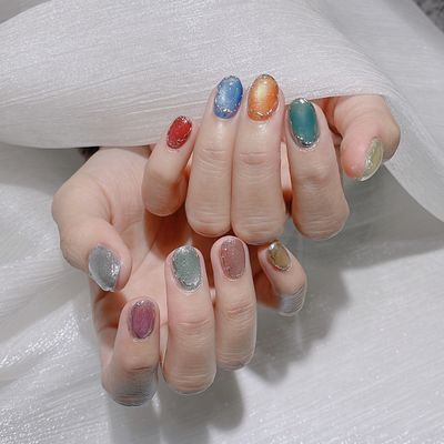【自爪】レインボーワンカラー【アート２本無料！】 ¥7000