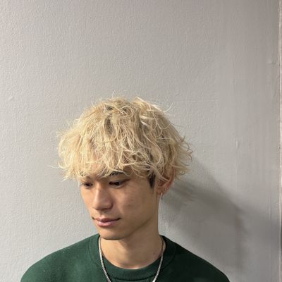 メンズカット+ブリーチカラー+パーマ