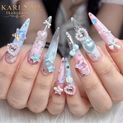 【長さだし】10本デザイン★アート・パーツ放題 ¥13500→¥10800