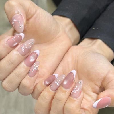 🌸チップ長さ出し１０本【オフなし】❣️マグネット＋フレンチネイルコース