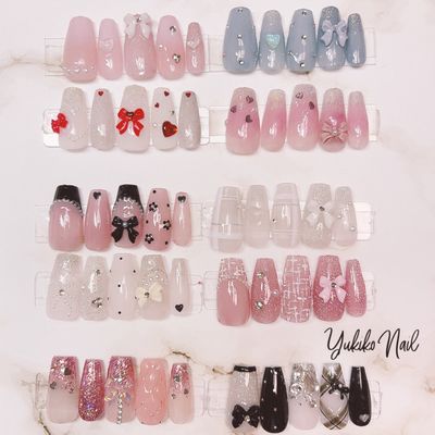 🆕デザイン追加【土日祝】オフ込!!リボン付き🎀韓国風ワンホンネイル