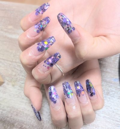 アクリルスカルプ　ラメグラデーション　オフ有り