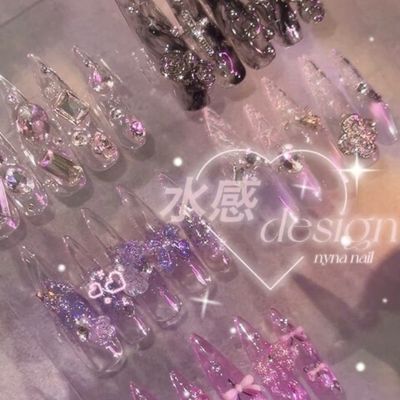 🆕(hand)【Mチップ長さだし・定額】7.8月限定〈水感クリアdesign〉