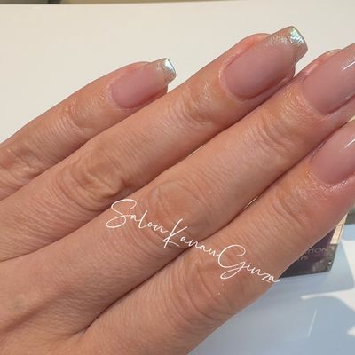 【透明感×輝き】《大人のミラーフレンチ》¥8000  (追加アートも◎)