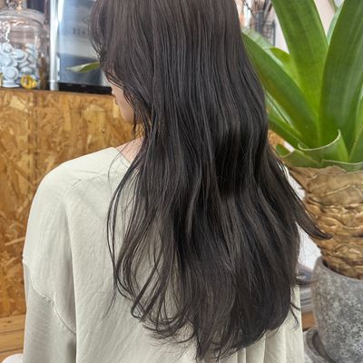 "透ける暗髪カラー"