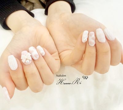 リボンパールネイル