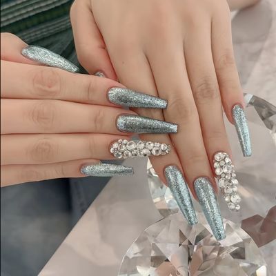 チップ長さだし10本+シンプルデ ザイン+パーツアート2個