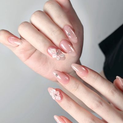 【チップ長さ出し】氷花·3Dアイスフラワー·シンプルデザイン