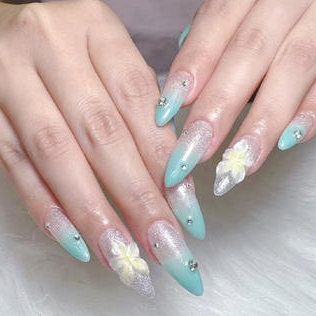🌸チップ長さ出し🌸韓国風3Dフラワーネイル　韓国トレンドの立体フラワーアート