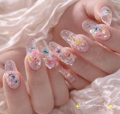 🌸春限定🌸【チップ長さだし】ドライフラワー10本アート¥8,980