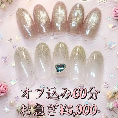 
お急ぎ60分💖オフ込みかわいい春ネイル¥5,900💖

