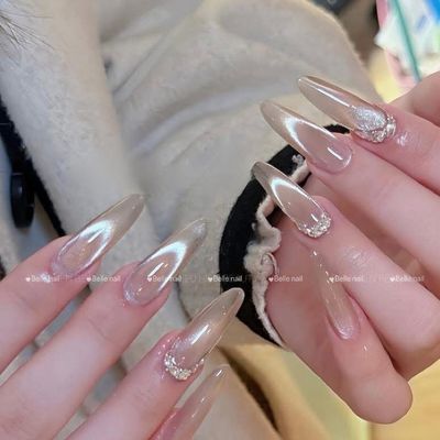 チップ長さだし］韓国NO1チークネイル、マグネットフレンチ7日以内お直し無料