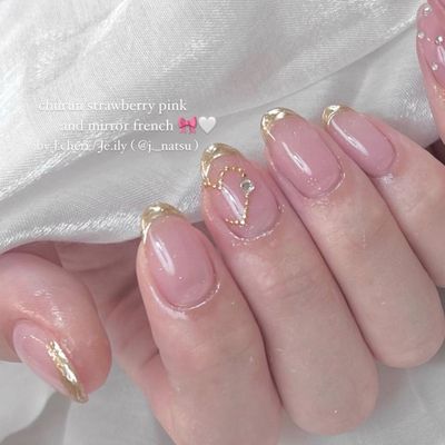 【ミラーorオーロラ フレンチネイル（ベースカラーあり）】