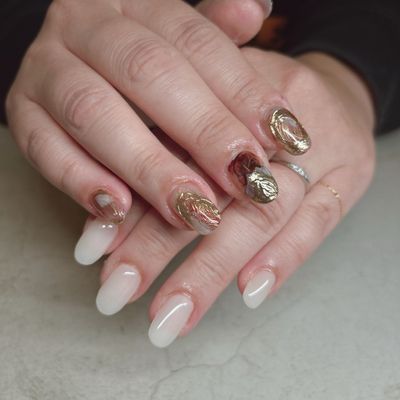 【深爪育成】
長さ出し+アート【5本】