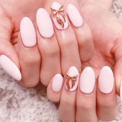 【ワンポイントが超かわいい♪】ビジュー2つ付きワンカラーorラメグラ♪