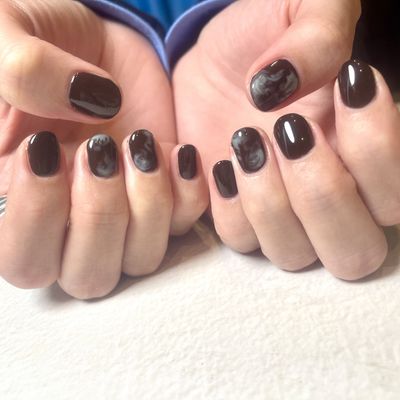 チョコレートミントマーブル🍫ネイル💅
