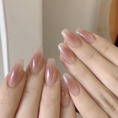 【自爪】シンプルチークネイル(ベースカラー付き) 6480