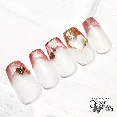 🍀【再来/他店フィルイン】🍀キラッキラ✨10本フレンチデザインネイル