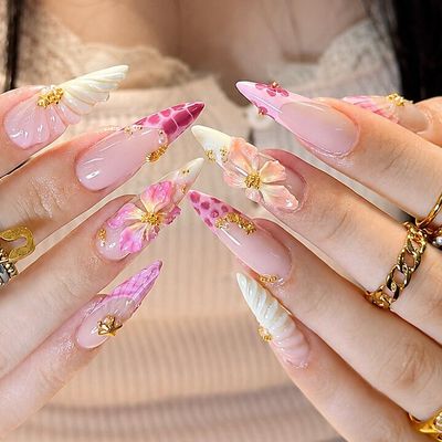【OPEN限定★3Dフラワー4本】チップ長さだし10本＋持ち込みアート 