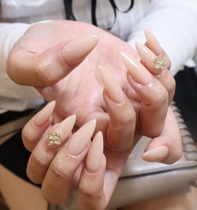 (チップ長さ出し)ワンカラー　+パーツ2個付け