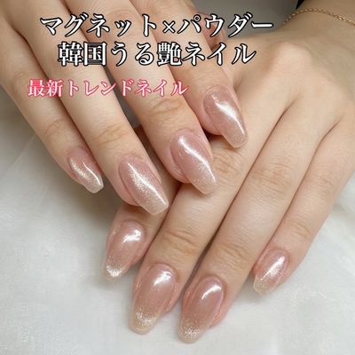 韓国最新トレンドネイル💖マグネット×パウダーネイル💖