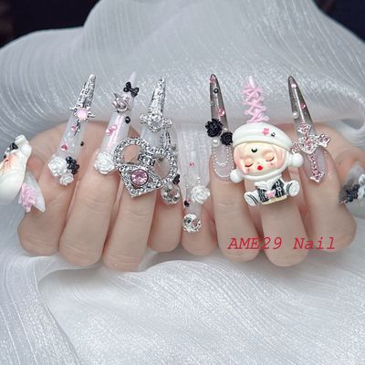 ☆チップ長さだしロングー枚MAX ビジューストーン 何でもつけ放題