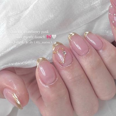 【ミラーorオーロラ フレンチネイル🎀 （ベースカラークリア） 】