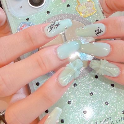 初回ソフトジェルオフ無料【ケア込】自爪　ビッグ クロムパーツネイル5880