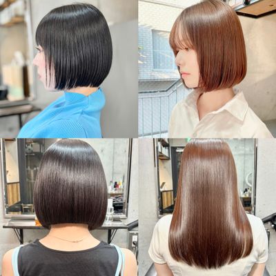 柔らかいツヤ髪縮毛矯正＋艶カラー＋似合わせショート・ボブカット＋ケアtr