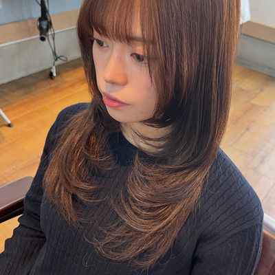 顔まわりカット＋カラー＋髪質改善トリートメント
