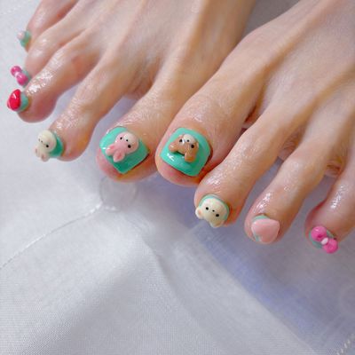 🌸フットネイル 持ち込みデザイン+パーツつけ放題💎(オフ無料🎁)