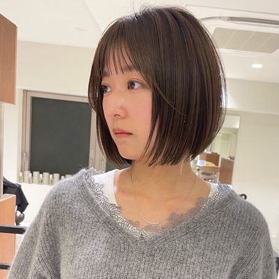 【期間限定】韓国🇰🇷切りっぱなしボブ➕艶感ワンカラー🩵➕1stepトリートメント