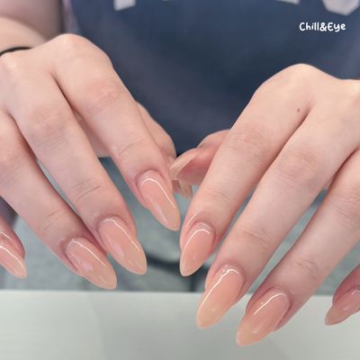 【オフ無】うる艶ワンカラー🍑ちゅるんネイル