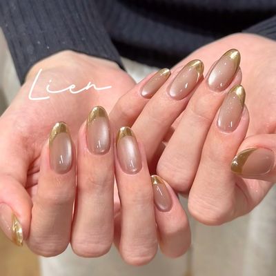 🐚マグネット+ミラーフレンチネイル｜パーツ2個プレゼント付き