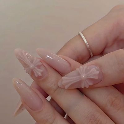 ★ins【大人気】チップ長さだしワンカラー+手作りクロムネイル2個