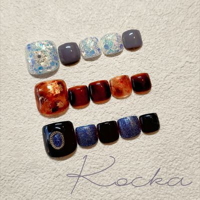 【フットバス·ケア込み】秋色フットデザイン¥10500